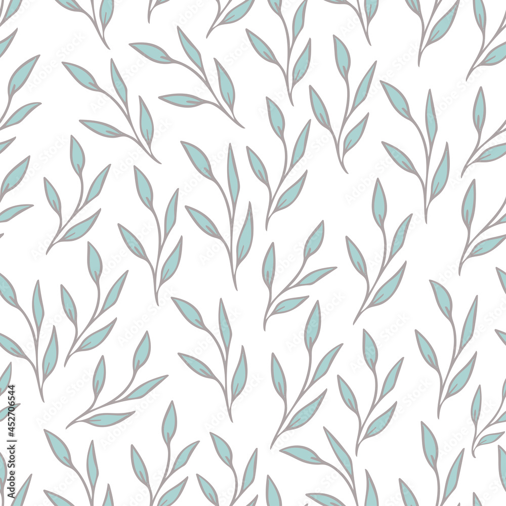 Seamless pattern with leaves in pastel colors. Surface design for wallpaper, textile, paper etc. 