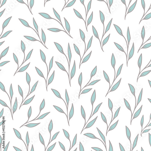 Seamless pattern with leaves in pastel colors. Surface design for wallpaper, textile, paper etc. 