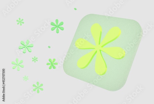 3D 6 green petaled flower app icon isolated on white background