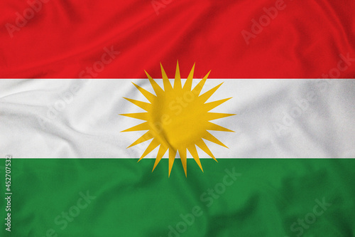 Flag of Kurdistan, realistic 3d rendering with texture photo