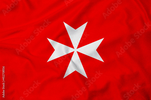 Flag of the Knights Hospitaller, realistic rendering with texture photo