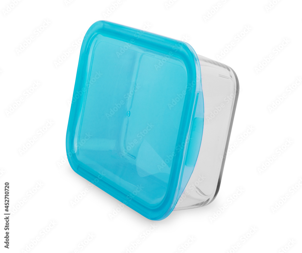 Close up of glass food containers isolated on white background Close up of glass food containers isolated on white background