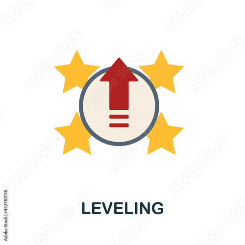 Leveling flat icon. Simple sign from gamification collection. Creative Leveling icon illustration for web design, infographics and more