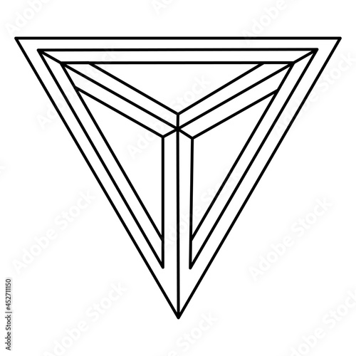 Impossible shape logo design, optical illusion triangle. Optical art object. Sacred geometry.