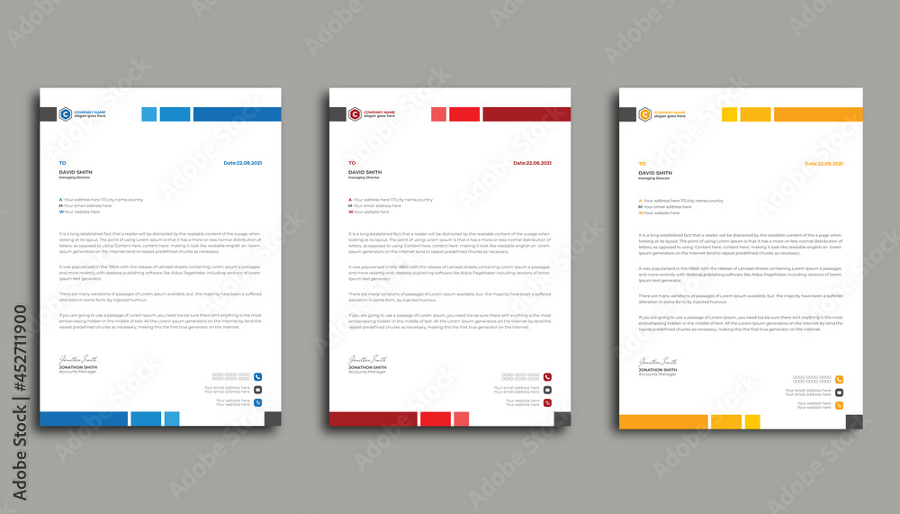 Corporate business creative & modern letterhead design template in A4 size with color.