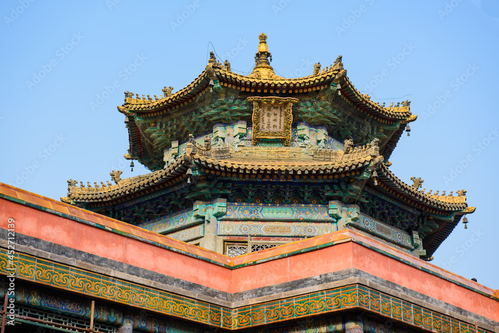 Chengde city, Hebei Province, China - August 24, 2015: Ancient buildings under repair at Chengde Summer Resort
