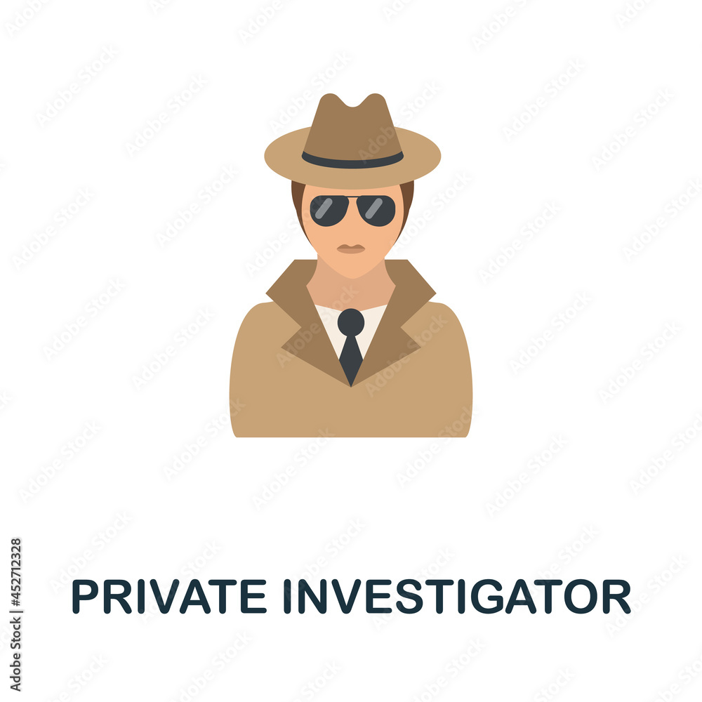Private Investigator icon. Flat sign element from law collection. Creative Private Investigator icon for web design, templates, infographics and more
