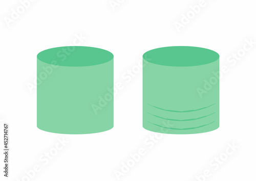 A pouf in the shape of a cube. Isometric style. Flat style. Isolated vector illustration. Fashion illustration. Contemporary home decor. Living room interior, photo studio. Model. White background.