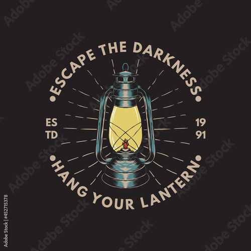 illustration of camping lantern with hand drawn style 