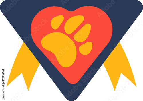 Paw on medal dog competition badge sticker vector