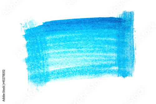 Blue rectangular stain of watercolor paint isolated on white. Background for text. Vector illustration