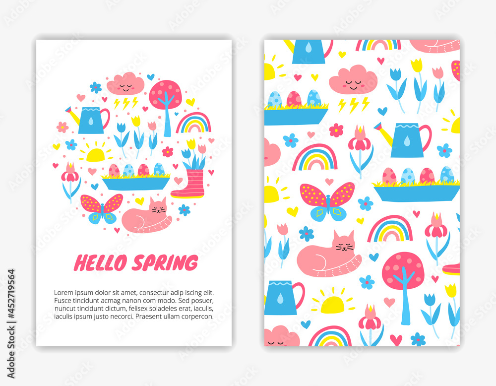 Card templates with spring icons.