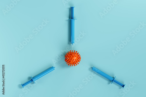 3D rendering of the third covid-19 booster vaccination. High quality 3d illustration