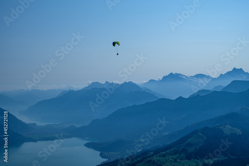 Paraglider in the swiss mountains