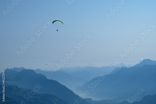 Paraglider in the swiss mountains