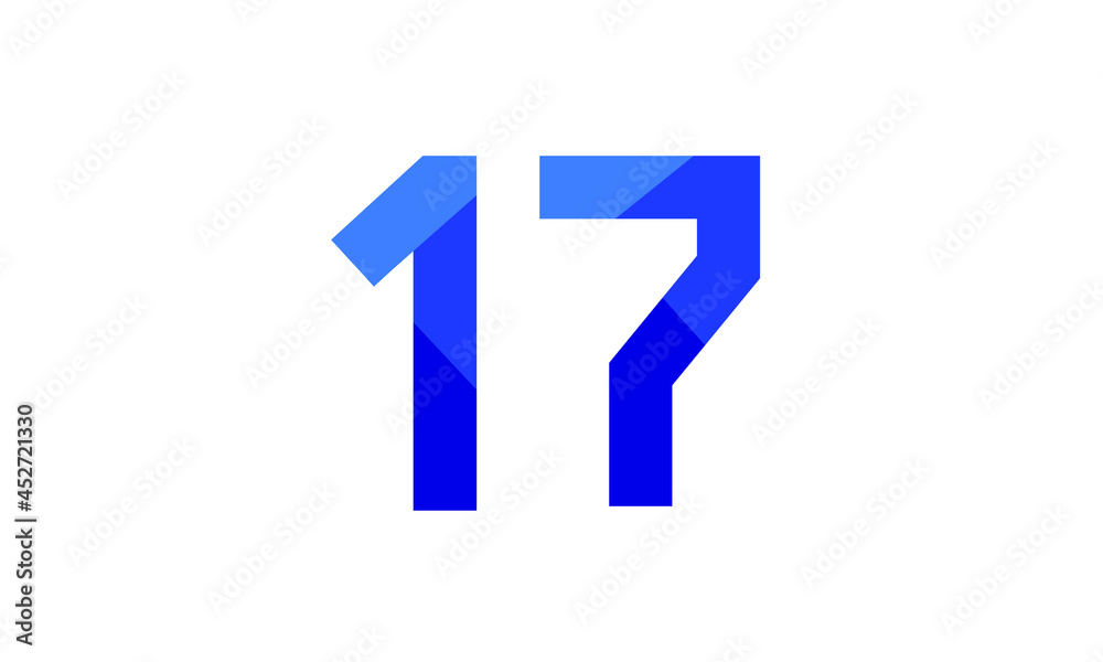 Fototapeta premium 17 Number Modern Flat Blue Logo