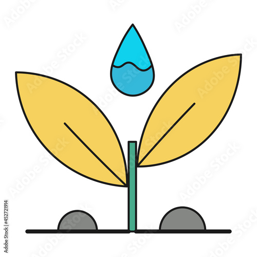 Watering small plant sprout color ecological icon