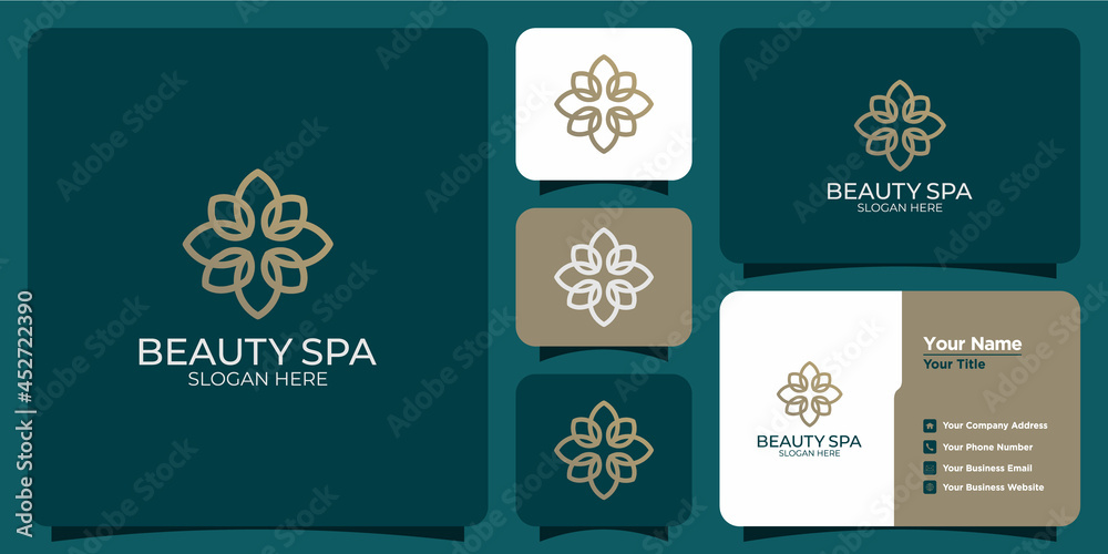 Fototapeta premium Set of hand drawn feminine and modern floral template logos and business cards