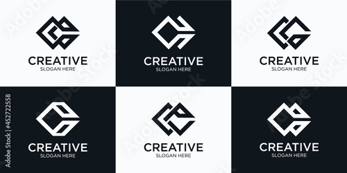 Set of creative collection initials letters monogram C logo design template