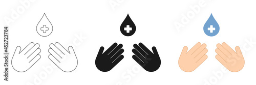 Hand washing icons set. Prevention of coronavirus. Vector illustration.