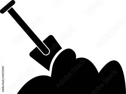 Shovel in heap of soil icon vector