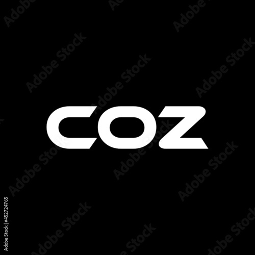 COZ letter logo design with black background in illustrator, vector logo modern alphabet font overlap style. calligraphy designs for logo, Poster, Invitation, etc.