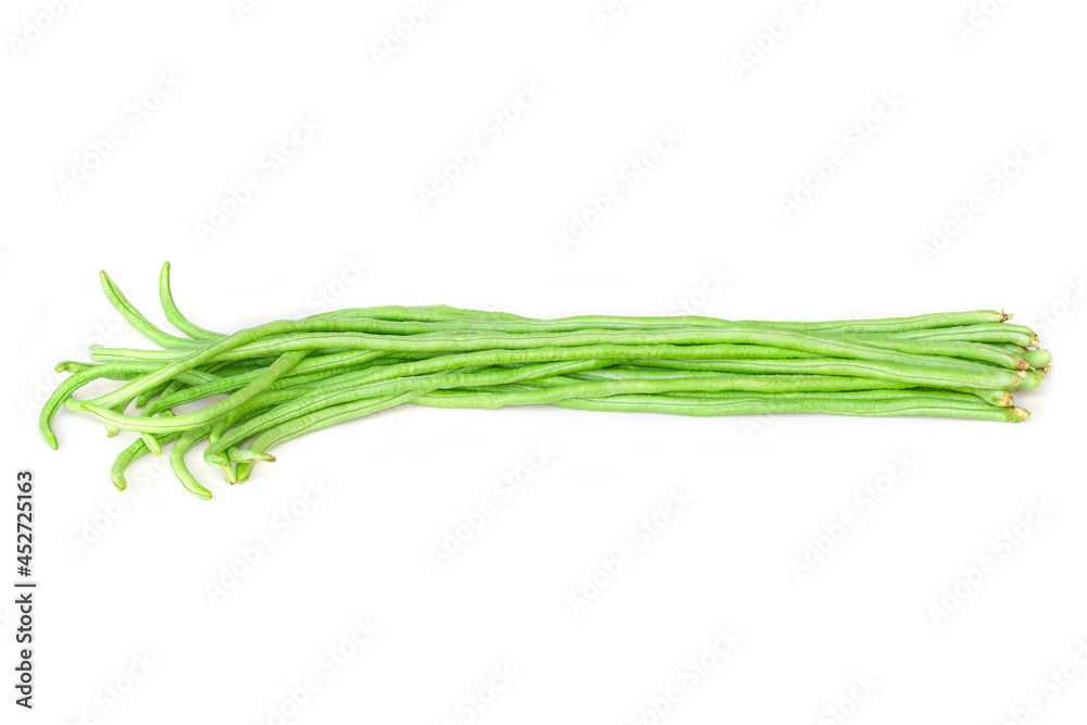 fresh long beans (Vigna unguiculata subsp. sesquipedalis) isolated on a white background fresh long beans (Vigna unguiculata subsp. sesquipedalis) isolated on a white background