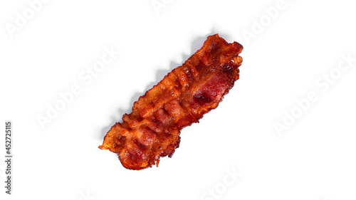 Fried bacon isolated on a white background.