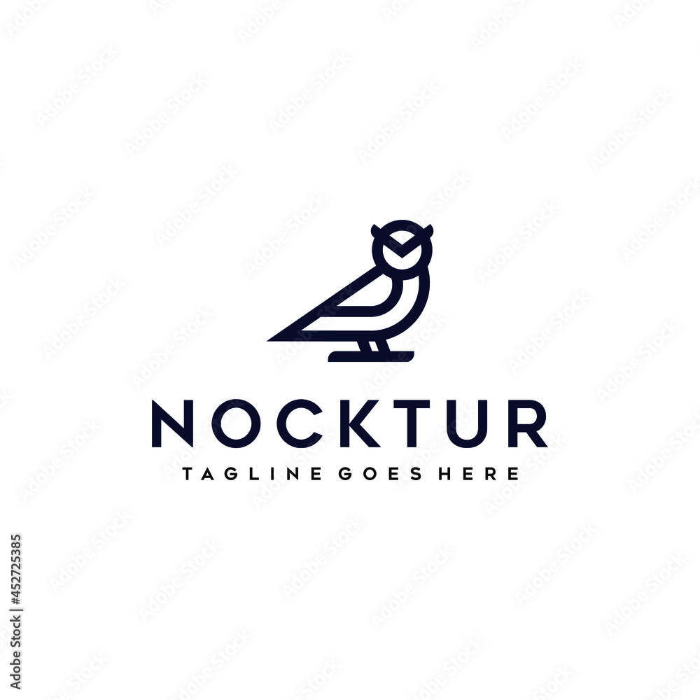 Simple Owl Bird Night Nocturnal Lineart Logo Design