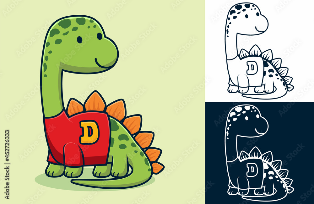 Obraz premium Funny stegosaurus wearing clothes. Vector cartoon illustration in flat icon style