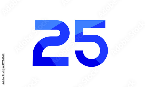 25 Number Modern Flat Blue Logo