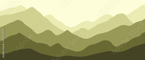 Minimalist vector illustration of mountain layers used for illustration, abstract backdrop, or game background.