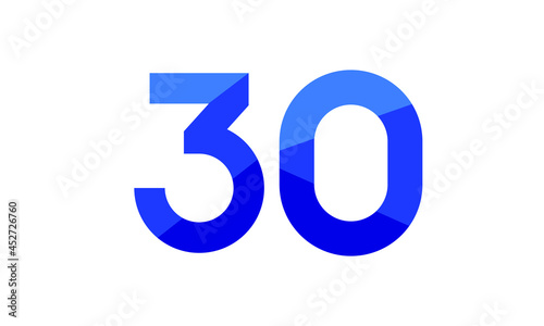 30 Number Modern Flat Blue Logo