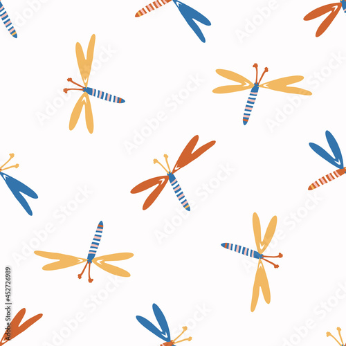 Abstract playful matisse style cut out butterfly shape pattern. Seamless modern simple collage style design for retro kids all over print. Trendy home decor, kid fashion, wallpaper in vector repeat.