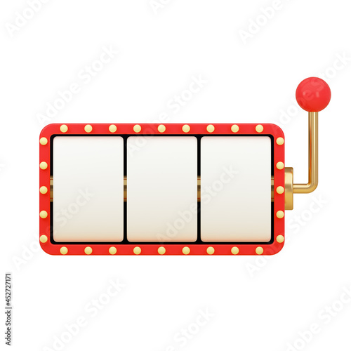 Slot machine with empty wheels. 3d rendering illustration.