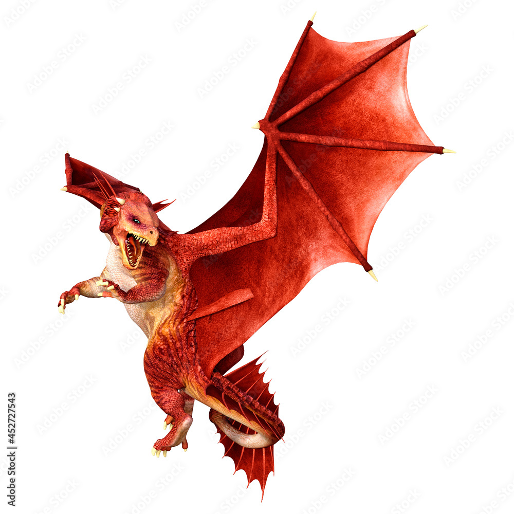 Naklejka premium 3D Rendering Fairy Tale Dragon on White