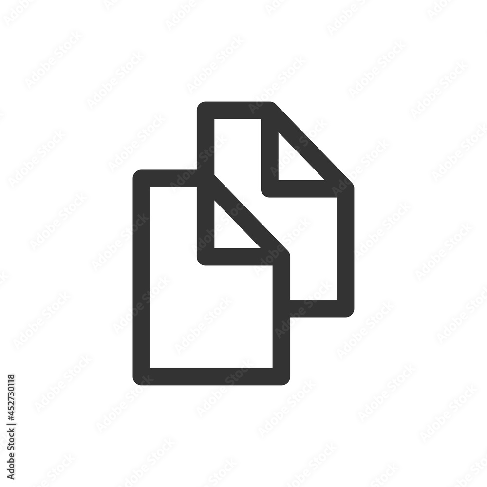 Copy icon isolated on white background. Document symbol modern, simple, vector, icon for website design, mobile app, ui. Vector Illustration Copy icon isolated on white background. Document symbol modern, simple, vector, icon for website design, mobile app, ui. Vector Illustration