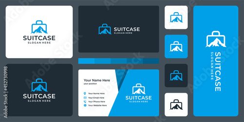 Suitcase design template with peak mountain graphic design vector illustration.