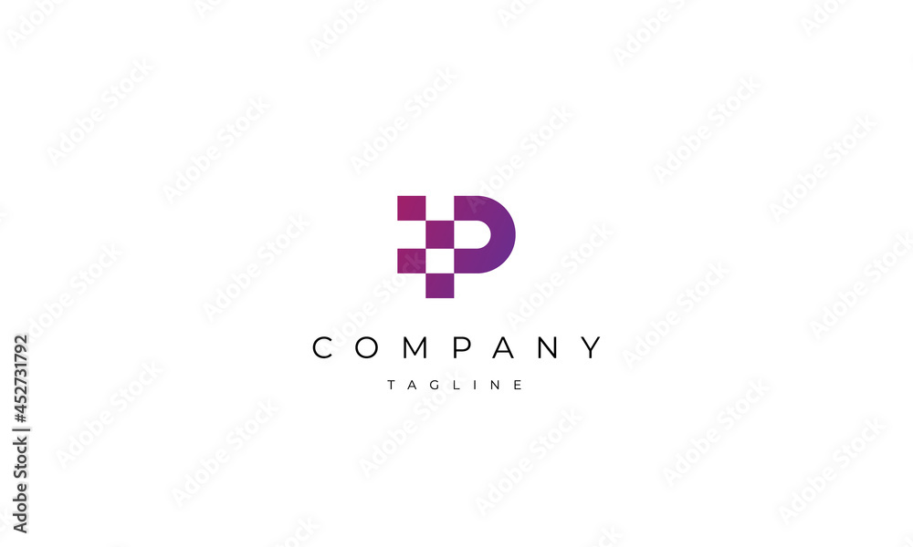 Pixel P Letter Logo Pixel P Letter Logo