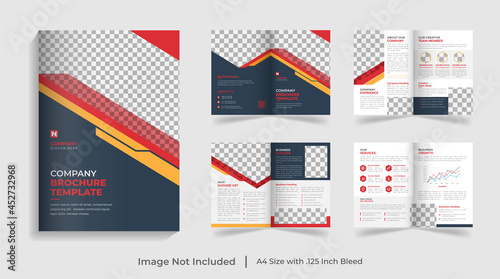 corporate modern red and yellow bifold company profile , brochure template