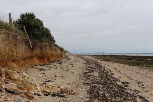 La plage du Govet le long de l'ocean Atlantique, ville de Damgan, departement du Morbihan, region Bretagne, France photo