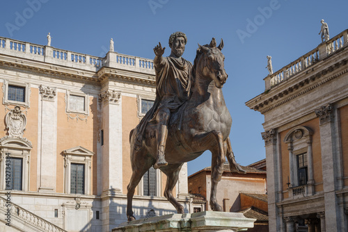 Photography The replica of the statue of the Emperor of Marcus Aurelius in Piazza del Campid