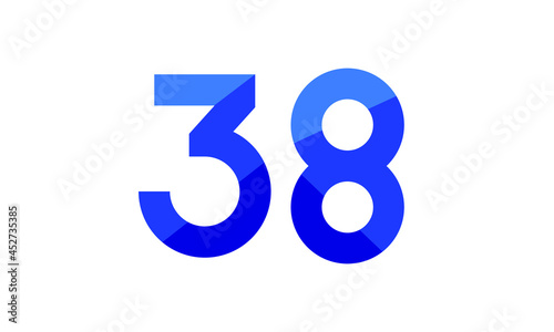 38 Number Modern Flat Blue Logo