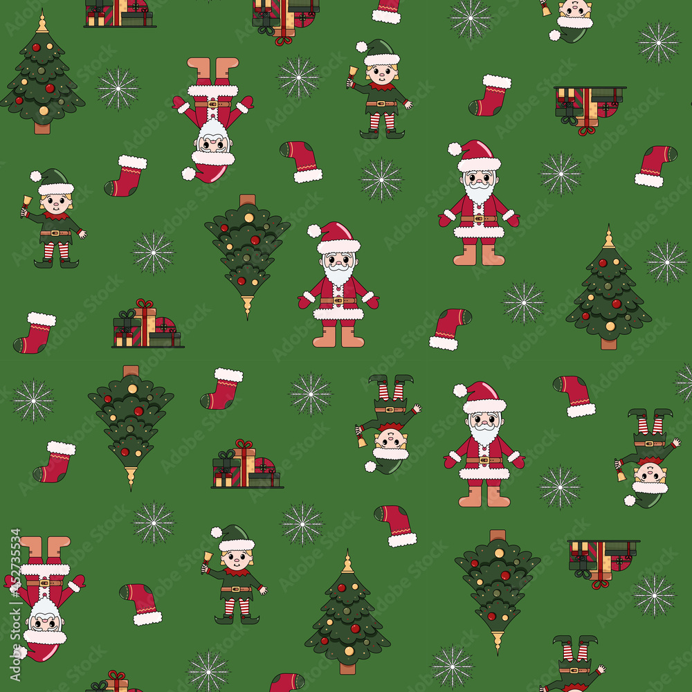 New year's Christmas seamless pattern . Isolated, vector background