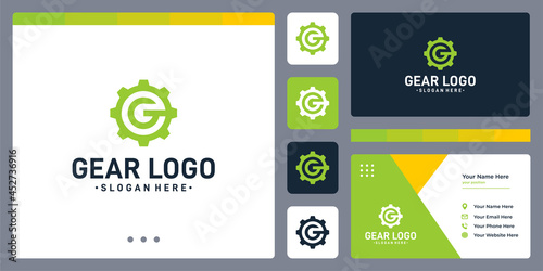 inspiration abstract gear logo concept and the initial letter G shape. icons for business, automotive and creative. business card design template.