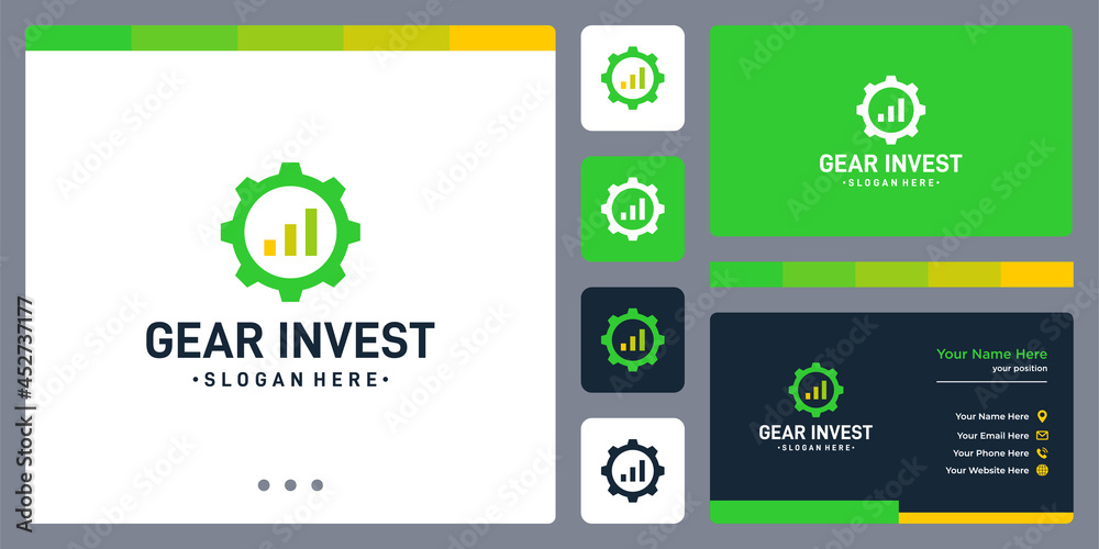 inspiration abstract gear logo concept and form of investment chart. icons for business, automotive, accounting and finance.. business card design template. inspiration abstract gear logo concept and form of investment chart. icons for business, automotive, accounting and finance.. business card design template.