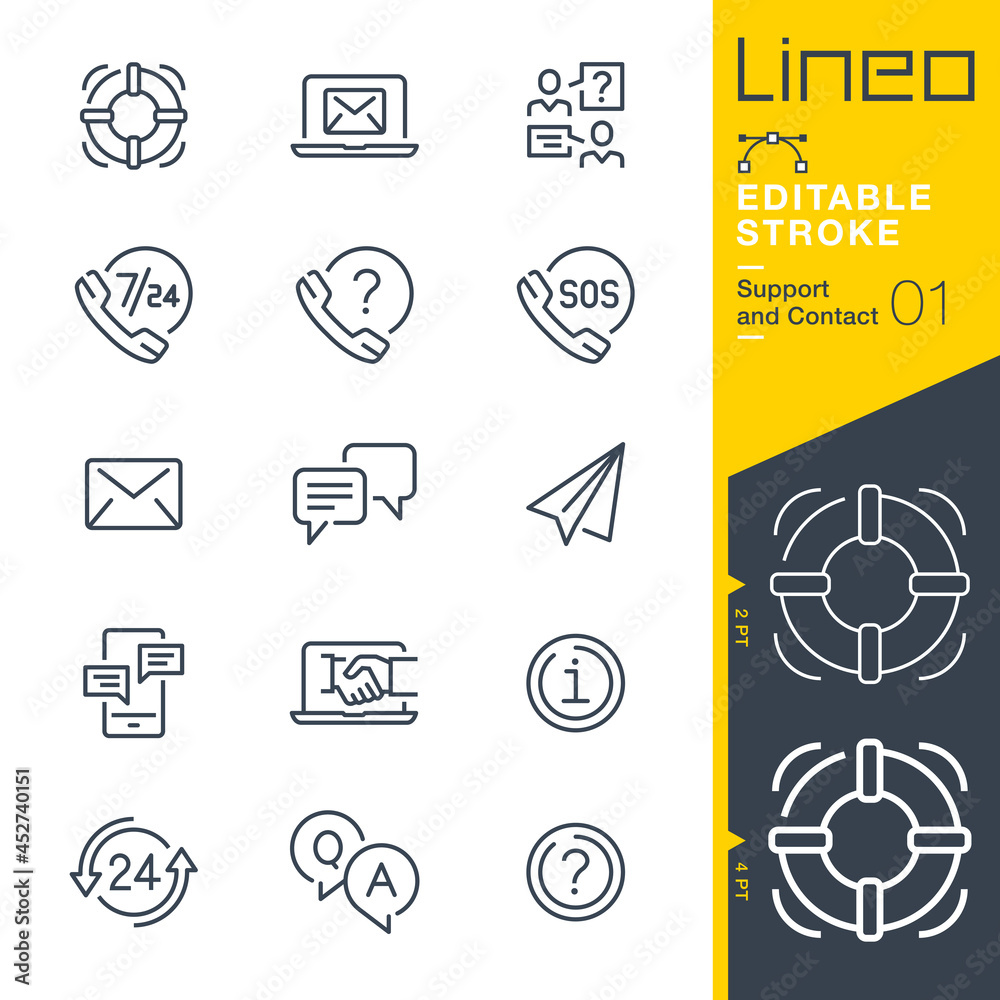 Lineo Editable Stroke - Contact and Support line icons Lineo Editable Stroke - Contact and Support line icons