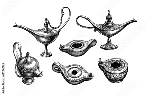 Antique oil lamps.