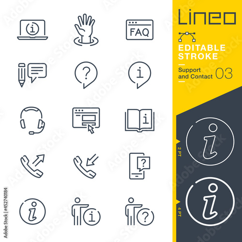 Lineo Editable Stroke - Contact and Support line icons photo