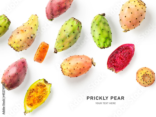 Prickly pear cactus fruits creative layout.